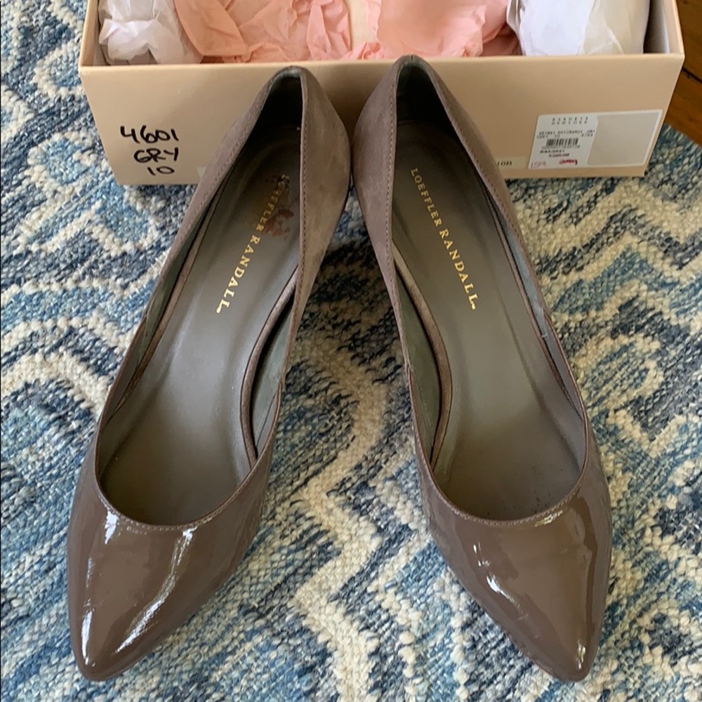 Loeffler Randall patent/suede wedge - Risa